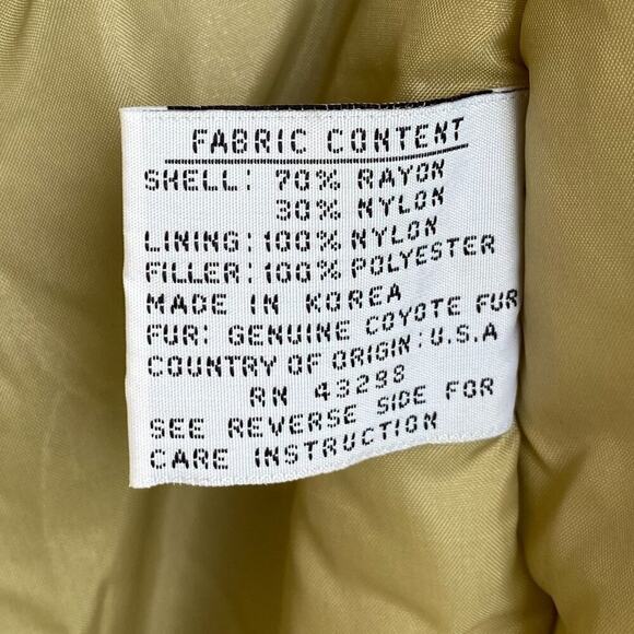 Lew Magram Collection Genuine Coyote Fur Trim Gold Coat sz XS - Picture 14 of 14